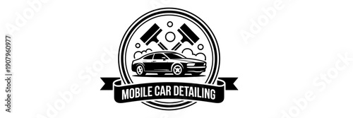 Professional mobile car detailing logo – Ideal for cleaning service franchises, auto repair branding, or marketing brochures.