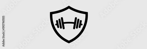 Barbell shield emblem vector - Great for crossfit communities, powerlifting clubs, or athletic identity design.