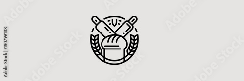 Bakery logo badge with rolling pin - Suitable for bakery branding.