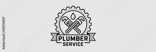 Vintage style plumbing service emblem - Ideal for professional branding.