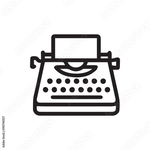 Minimalist Vintage Typewriter Outline Icon For Authors And Writers