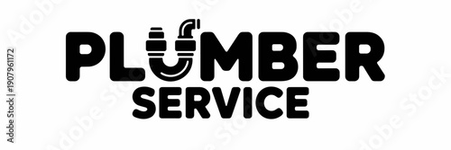 Industrial plumbing typography emblem - Ideal for service branding.