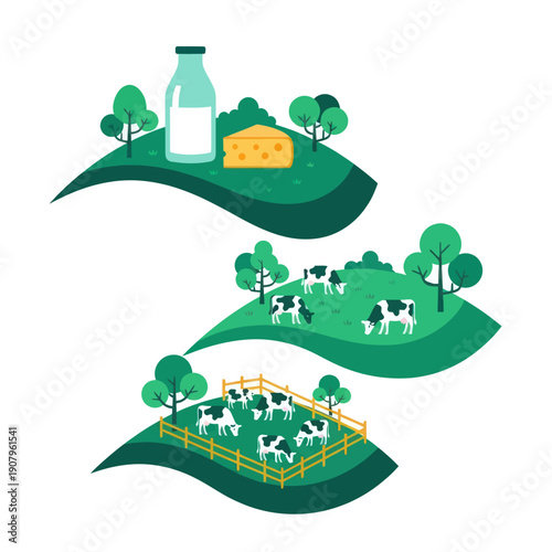 Cows in a Farm Yard Scene.