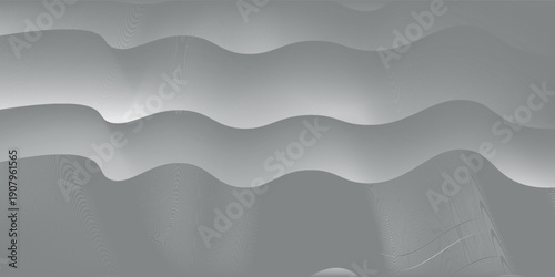Abstract background with wavy lines. Gray background with smooth, flowing texture. Gray color enhances the modern, elegant style. Modern wavy line pattern