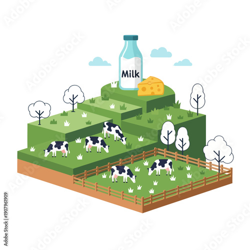 Cows Grazing in a Green Pasture.