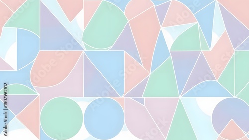 Seamless Abstract Geometric Pattern Background with Soft Pastel Colors and Modern Shapes - Ideal for Creative Design Projects, Web Graphics, and Digital Art
