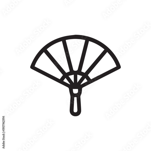 Minimalist Black Outline Icon Of An Elegant Open Folding Hand Fan