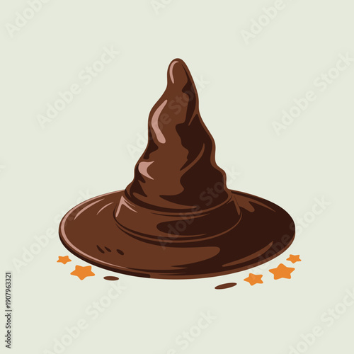 Festive witch hat chocolate vector with sprinkles – Suitable for Halloween dessert menus or digital graphics.
