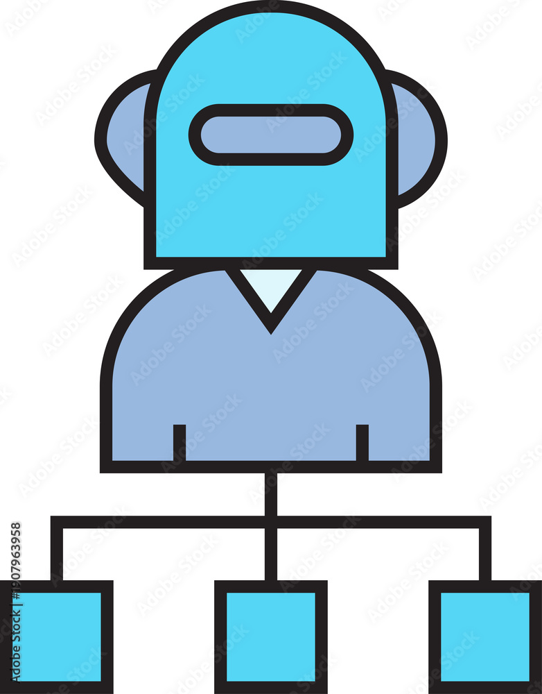 Obraz premium robot boss with organization chart icon 