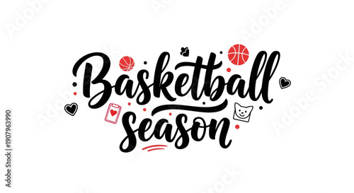 Basketball season typography illustration