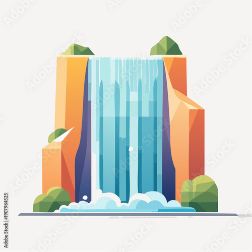 Majestic waterfall cascading down rocky cliffs into a pristine natural pool