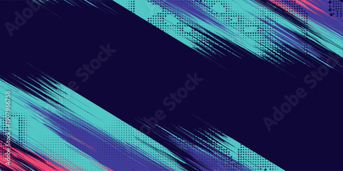 neon background brush game blue pink purple banner abstract paint stain vintage modern car wrap sticker, vector.