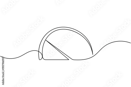 Speedometer sign icon continuous one line drawing on white background minimalist performance meter symbol outline vector illustration