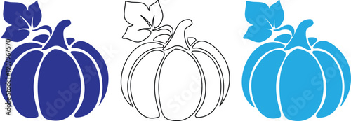 pumpkin icons in different colors and line styles for halloween or fall themes
