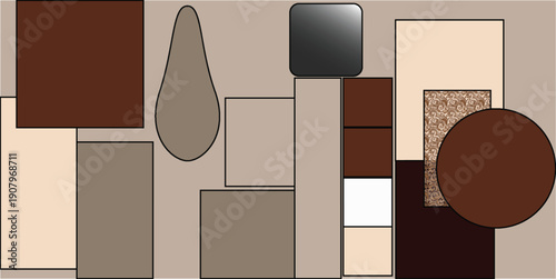 Fotografie Modern abstract background with geometric shapes, neutral earth-tone palette, minimalist design, and decorative texture inspired by contemporary interior art
