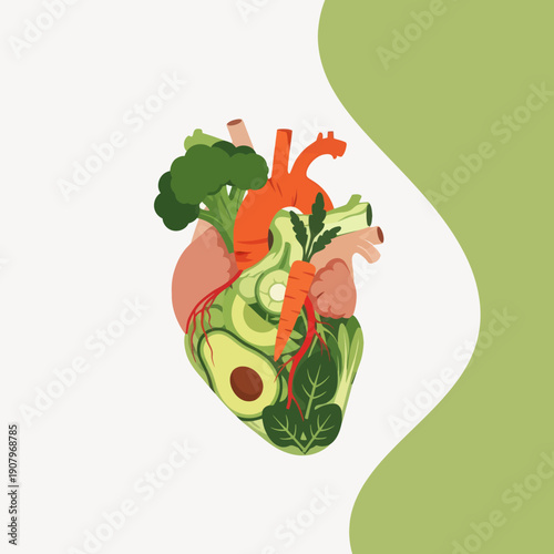 Anatomical Heart Made of Fresh Vegetables.