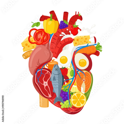 Human Heart Made of Healthy Food.