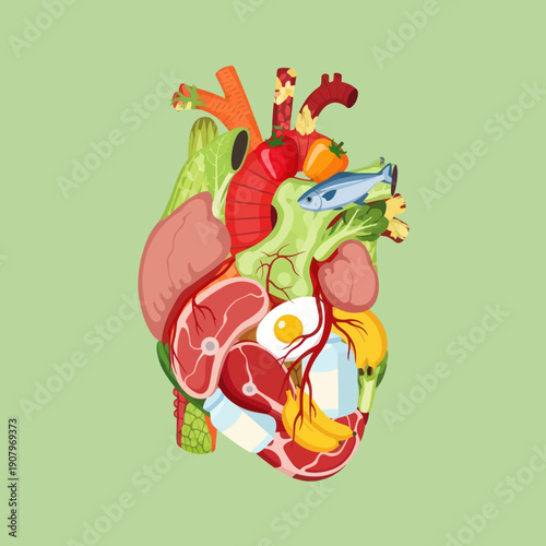 Colorful Anatomical Heart Model Illustration.