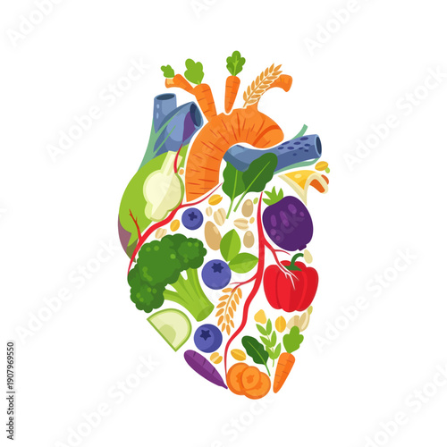 Human Heart Made from Fresh Vegetables.