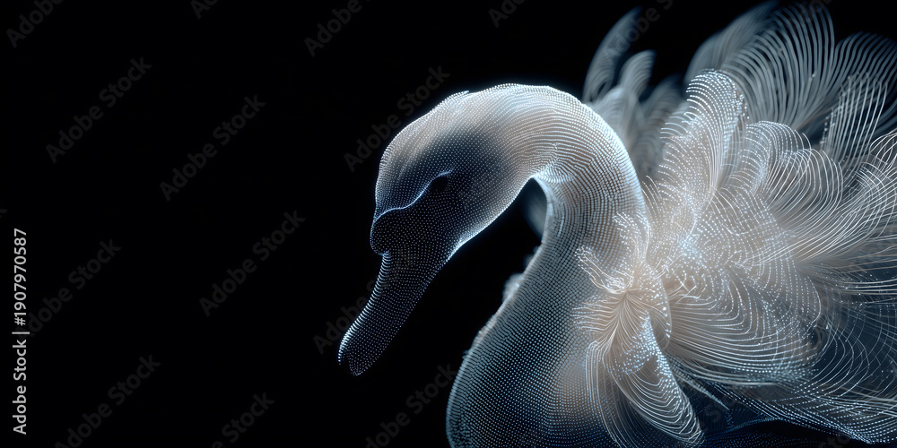 Obraz premium Holographic projection style swan close-up