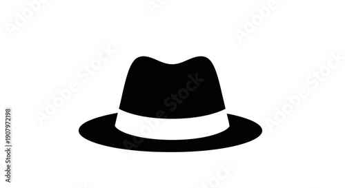 Black Fedora Hat Silhouette Icon