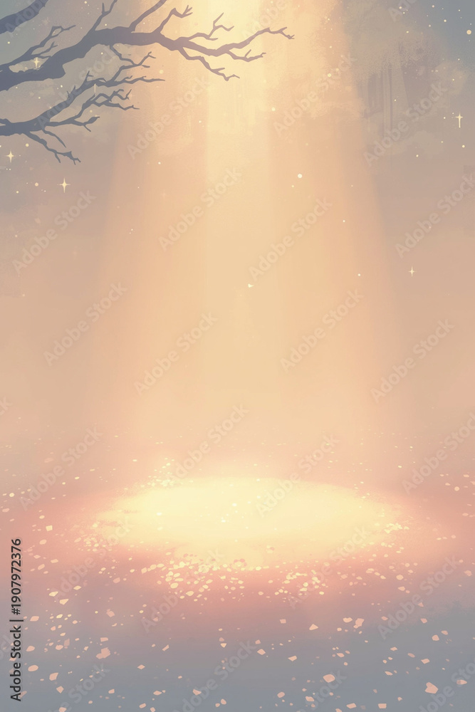 custom made wallpaper toronto digitalA symbolic anime-inspired illustration of an empty open space with soft light spreading across the ground, suggesting a place of comfort and imagination. No characters appear, allowing