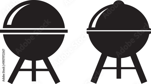 Barbecue grill silhouette for outdoor picnic party