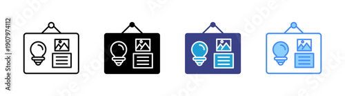 Mood Board  icon set multiple style collection