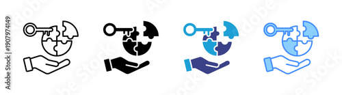 Problem Solving icon set multiple style collection