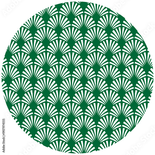 Elegant Asian Inspired Scallop Fan Repeat Pattern Minimal Retro Ornamental Design for Textile Wallpaper Packaging Vector