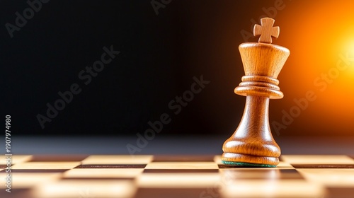 market uncertainty, business risk concept, financial instability, Strategic Failure in Business - Dramatic Lighting on Collapsing Chess King Piece Symbolizing Downfall, Copy Space for Text