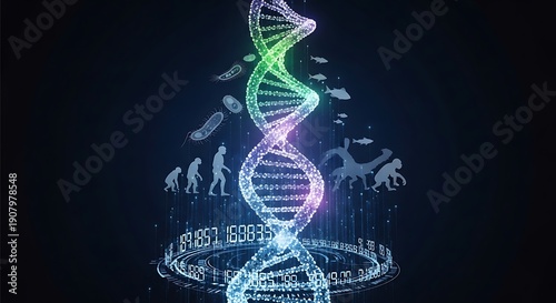 Dna double helix structure with gradient colors