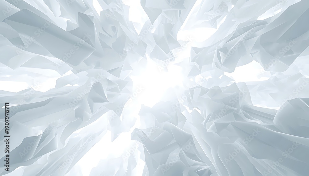 Fototapeta premium A bright and airy abstract background with white and light gray geometric shapes radiating from a central point