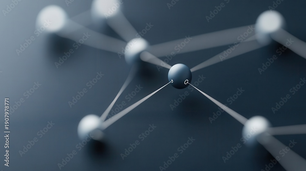 Obraz premium Central node connecting surrounding spheres, illustrating network structure and communication global technology