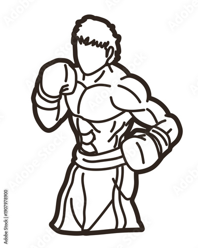Boxing Sport Kickboxing Muay Thai Boxer Action Cartoon Graphic Vector