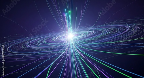 Vibrant digital light portal with radiating beams