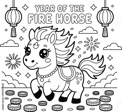  year-of-the-fire-horse-coloring-page