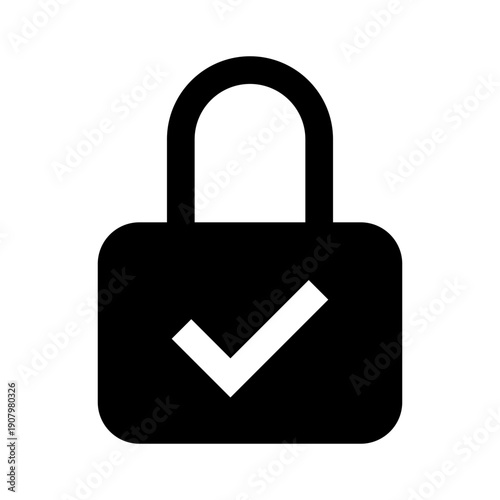 Padlock icon with transparent check mark