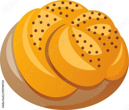 Sweet bakery with poppy seeds stock illustration , white background