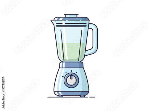 Illustration of a light blue blender with light green liquid inside