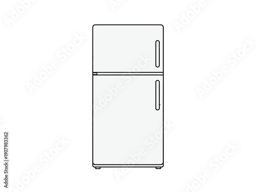 Outline drawing of a twodoor topfreezer refrigerator with handles
