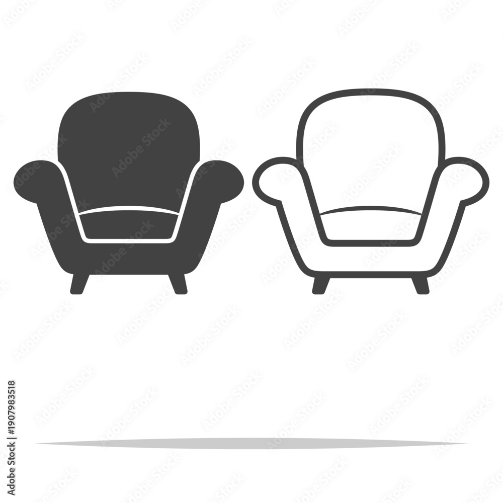 Fototapeta premium Single couch sofa icon transparent vector isolated illustration