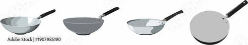 Silver Wok: Flat Vector Art