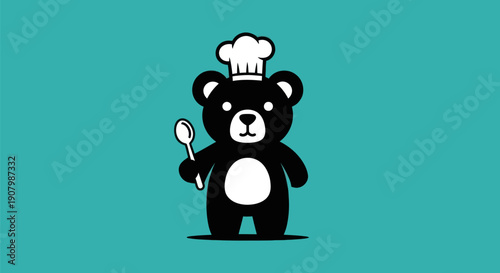 Chef bear cartoon illustration