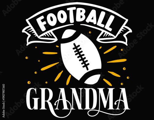 American football fan grandma sports illustration - printable editable vector art file.