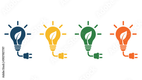 Bioenergy icon set color multiple style collection, vector icons representing sustainable energy