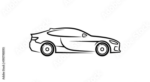 Simple Line Drawing of Sports Car.