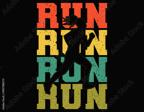 Run run run run sport fan illustration - printable editable vector art file.