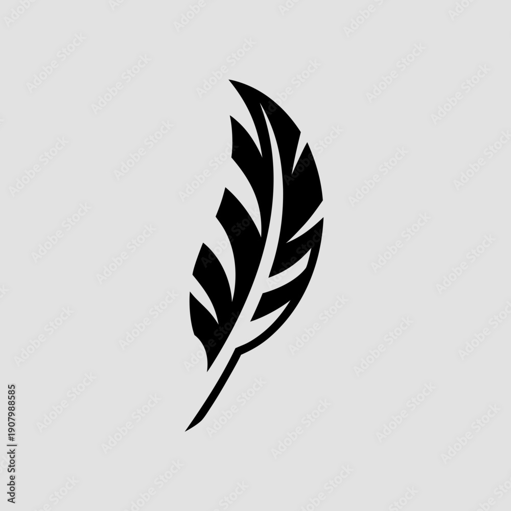 Obraz premium A black feather on a gray background