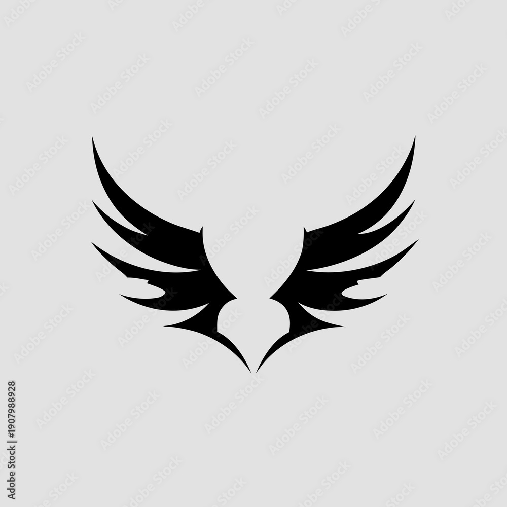 Obraz premium A black bird like logo on a gray background